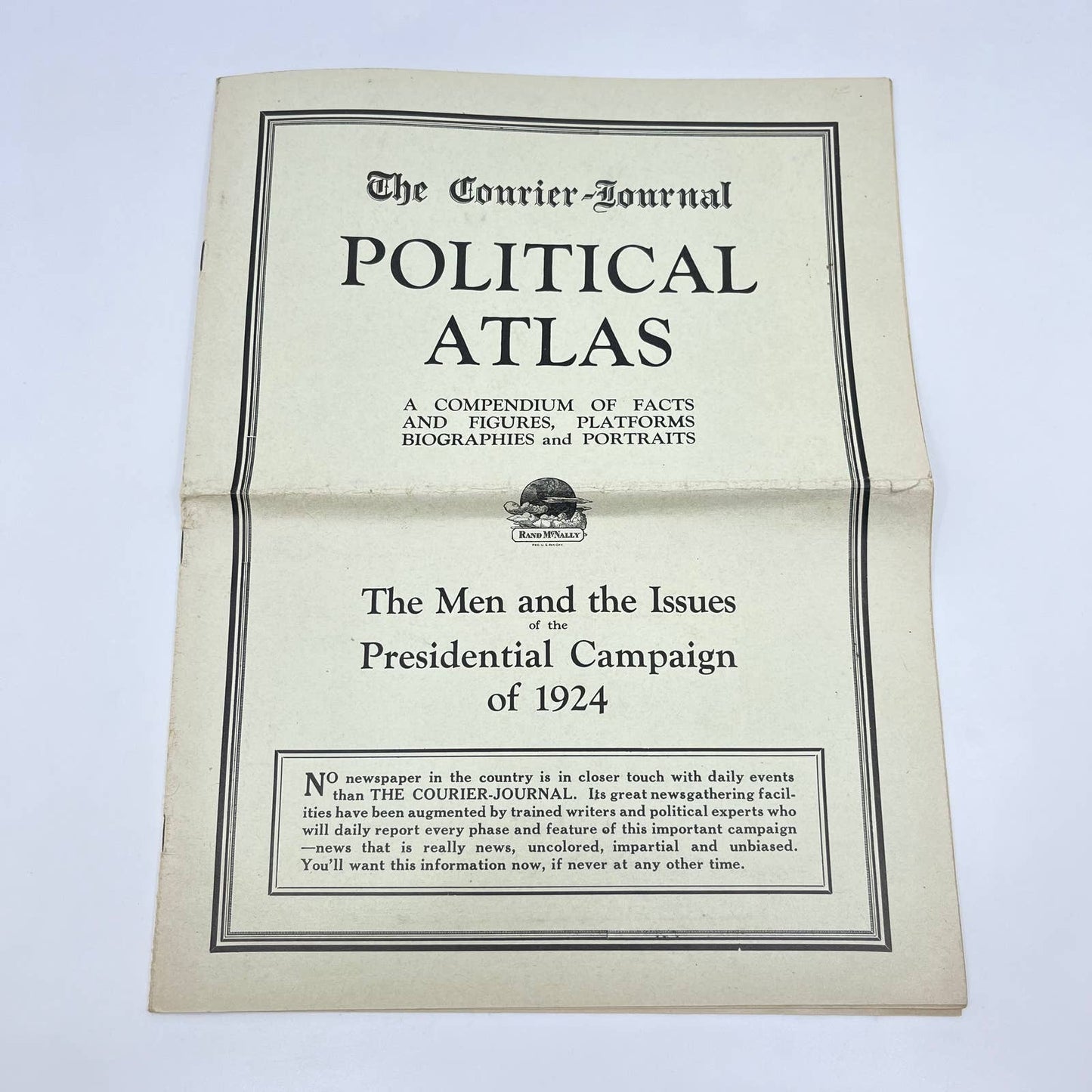 Rand McNally Political Atlas Presidential Campaign 1924 Calvin Coolidge TE8