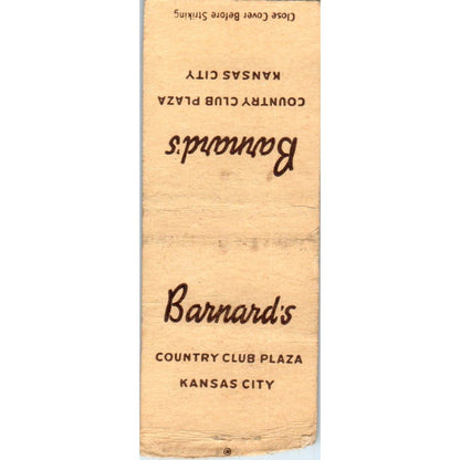 Barnard's Country Club Plaza Kansas City MO Advertising Matchbook Cover SA9-M2