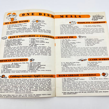 1954 Rival Shred-O-Mat Food Processor Recipe Cook Book L4-6
