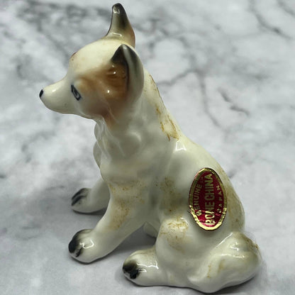 Vintage MCM Hand Painted Husky Dog Bone China Figurine 2.5” SE1