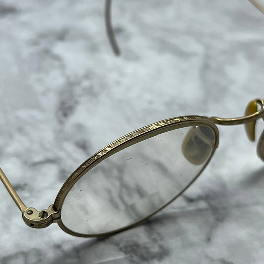 Vintage Art Deco Etched Circle Frame Eyeglasses Frames 4.75” SE9