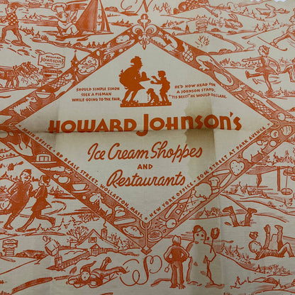 1940s Vintage HOWARD JOHNSON'S Restaurant PLACEMAT Simple Simon SC5