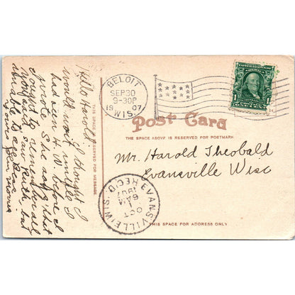 Goodwin Block Beloit WI 1907 Original Postcard TJ9-P3