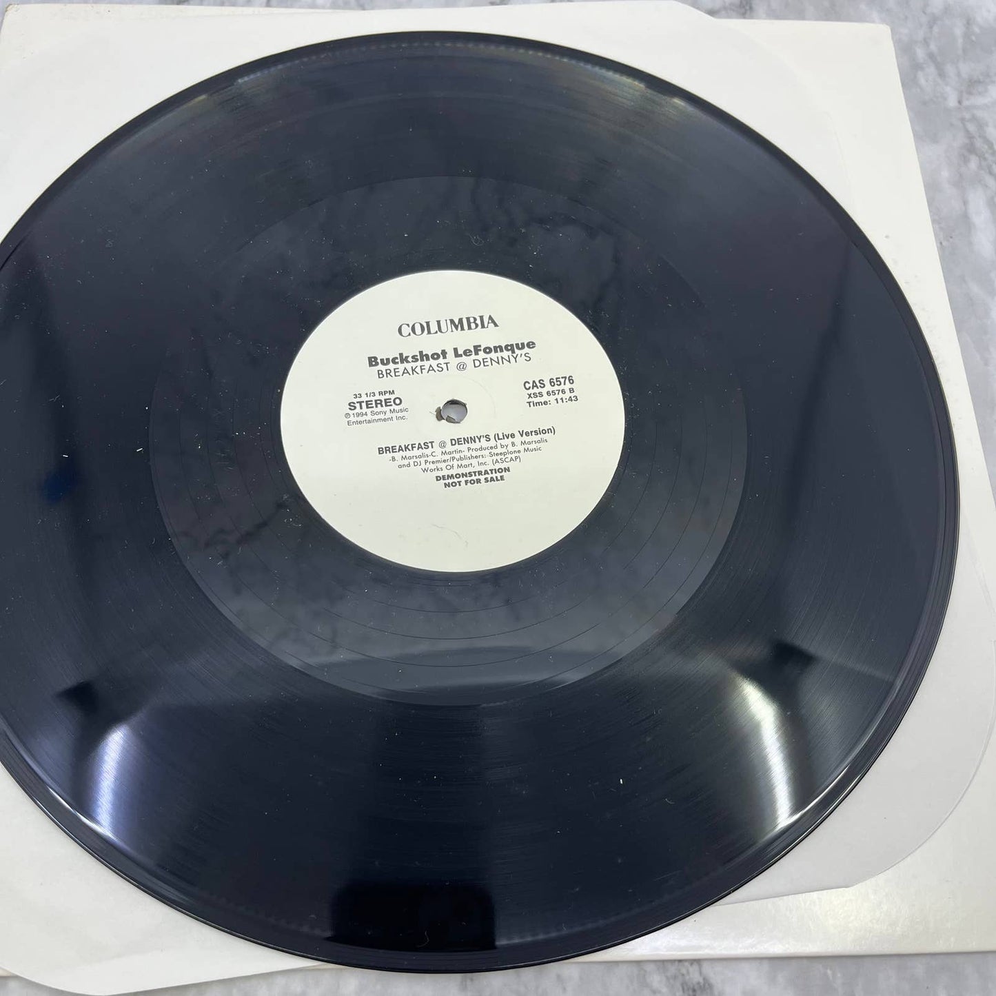 Buckshot LeFonque Breakfast at Denny's PROMO Record Columbia 12" 33 ⅓ RPM TJ4