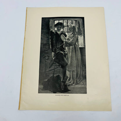 1880s Art Print Engraving Shakespeare Measure for Measure CLAUDIO AND ISABELLA