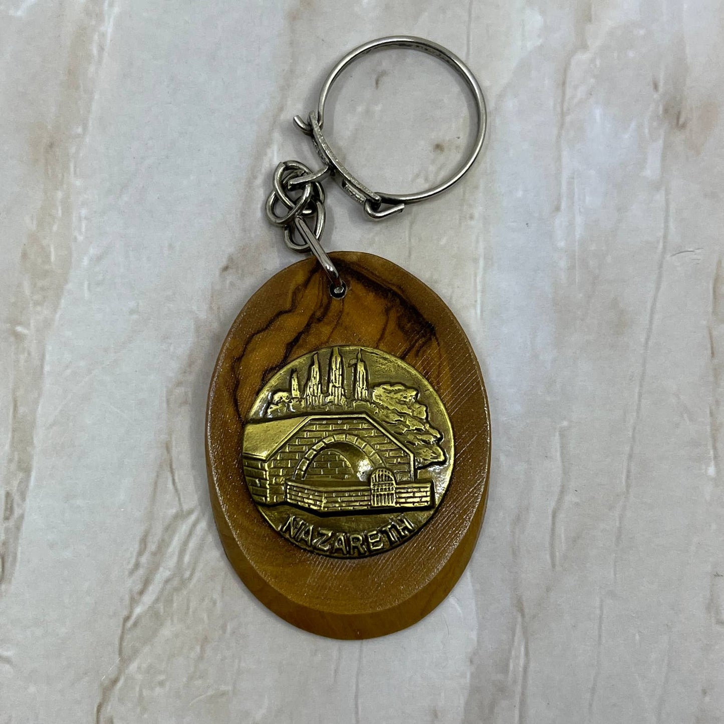 Nazareth Brass and Wood Souvenir Keychain TI7-S1