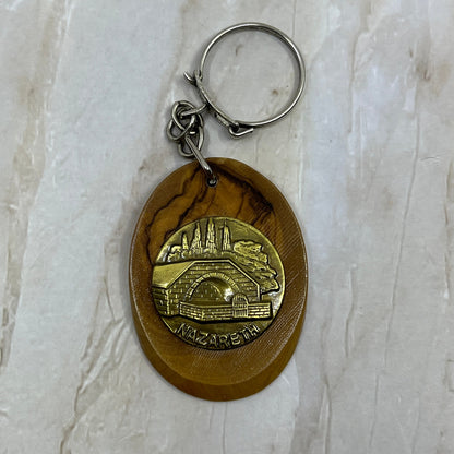 Nazareth Brass and Wood Souvenir Keychain SC8