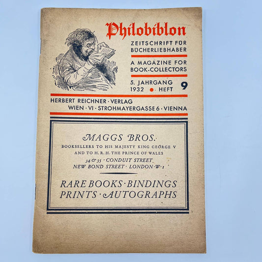 1932 Philobiblon Zeitschrift für Bücherliebhaber Book Collectors Magazine #9 TF3