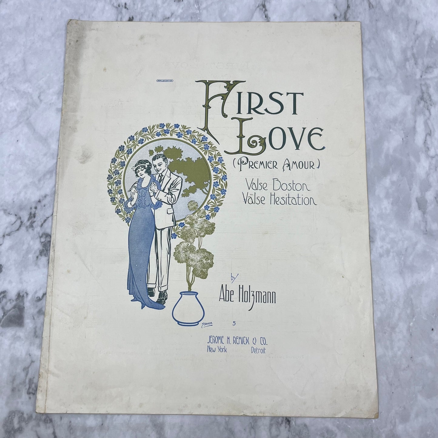 1914 First Love Premier Amour Sheet Music Abe Holzmann Jerome Remick V41-2