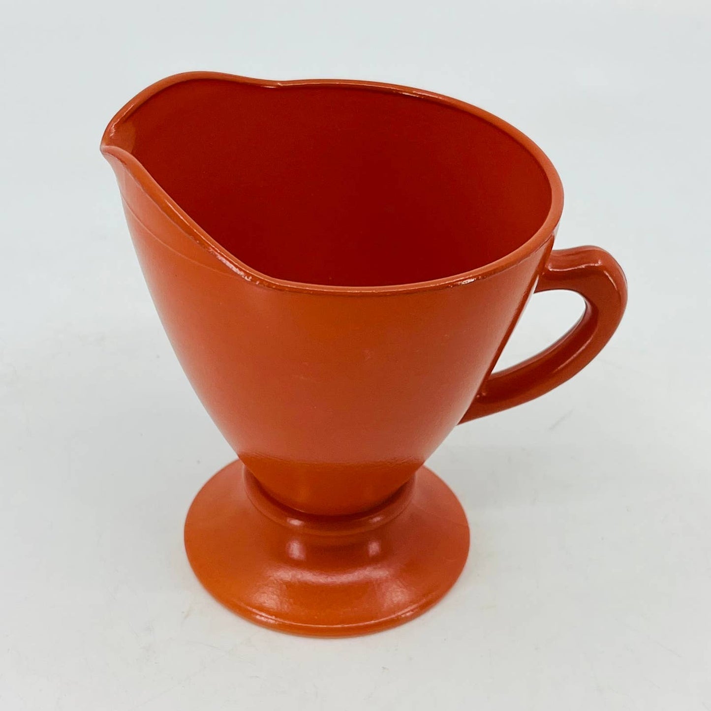 1940s Vintage Hazel Atlas Platonite Ovide Creamer Rust Orange Red 4” TC8