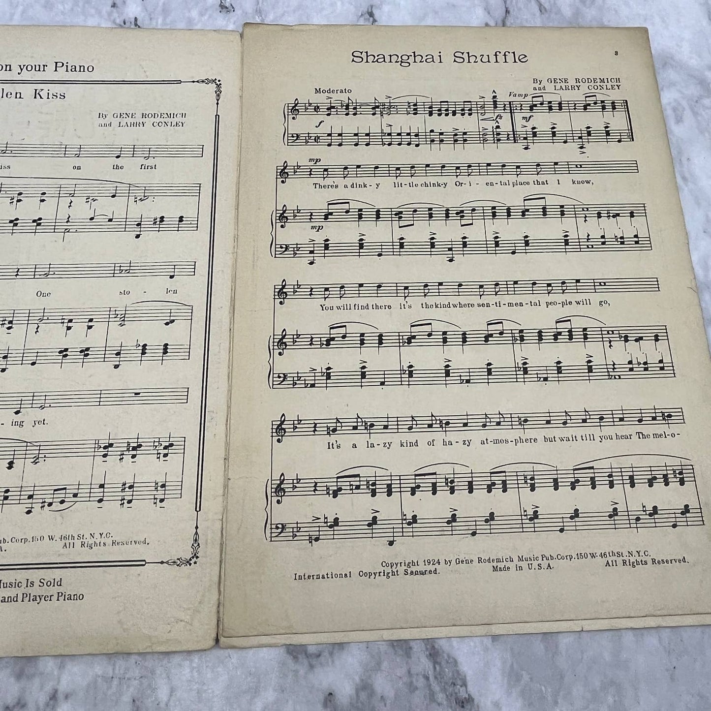 Shanghai Shuffle Gee Rodemich Larry Conley 1924 Sheet Music TK2-SM4