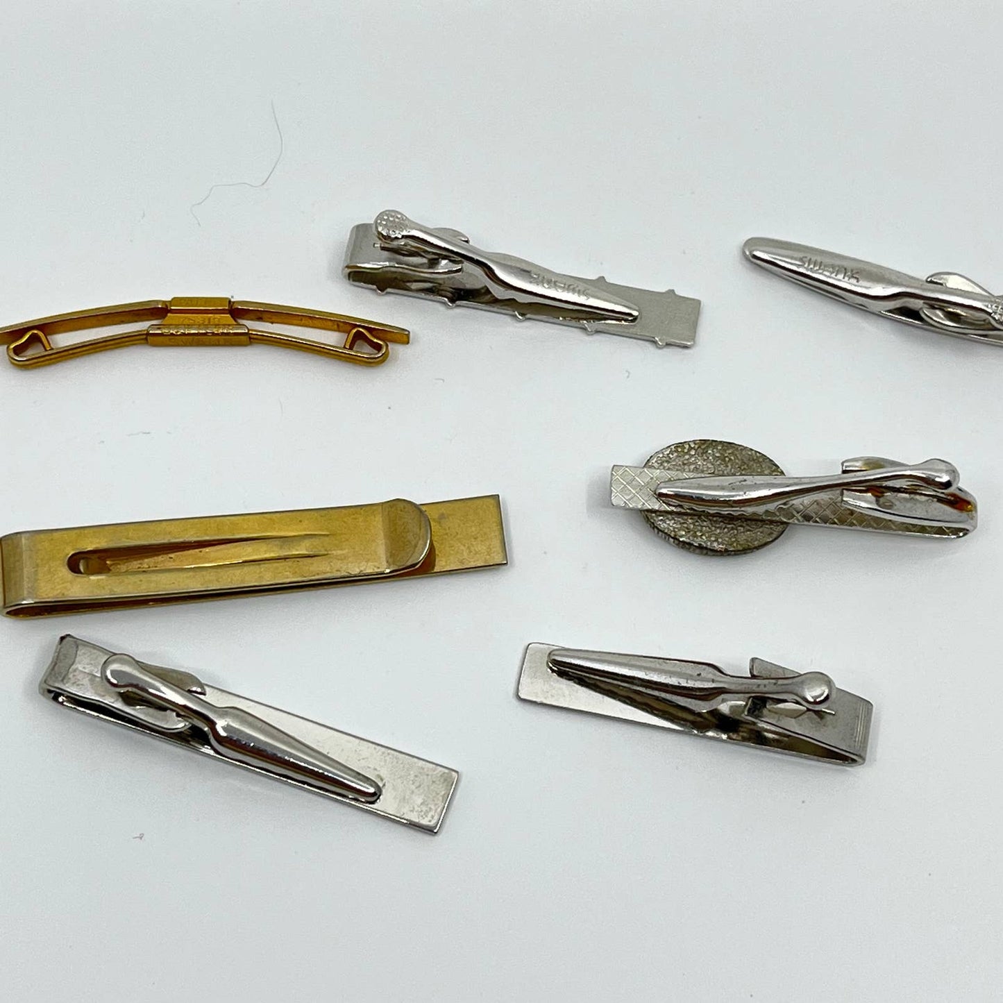 VTG MCM Silver & Gold Tone Tie Clip Tie Pin LOT OF 7 SC3