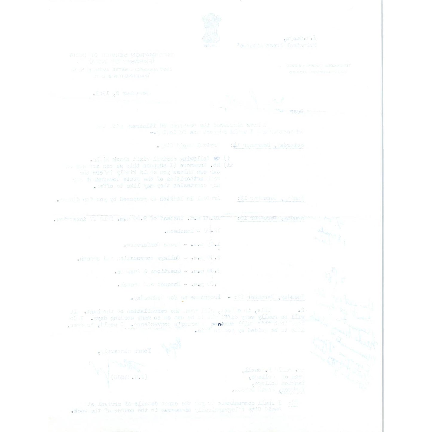 Embassy of India J.N. Ganju Press Attache Dec 2 1963 TK1-P11