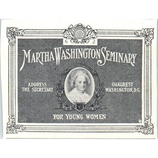 c1920 Harper's Ad Martha Washington Seminary for Girls Oakcrest DC EA3-2
