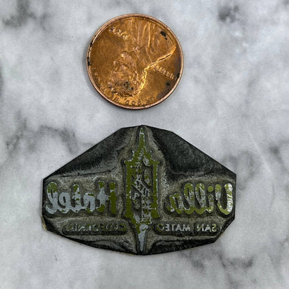 Vintage Printing Letterpress Printers Block Plate Villa Hotel San Mateo CA SE820