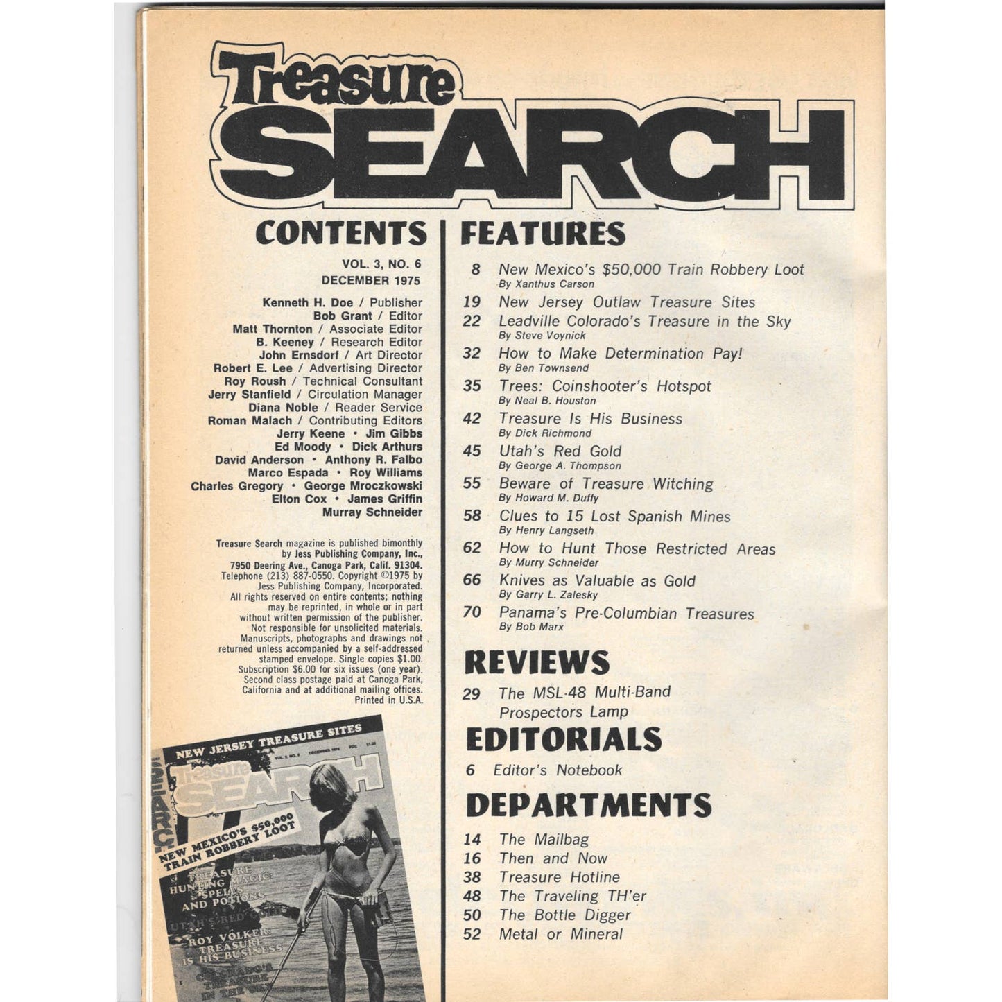 Treasure Search Magazine - Treasure Hunting Mining Metal Detecting Dec 1975 M4