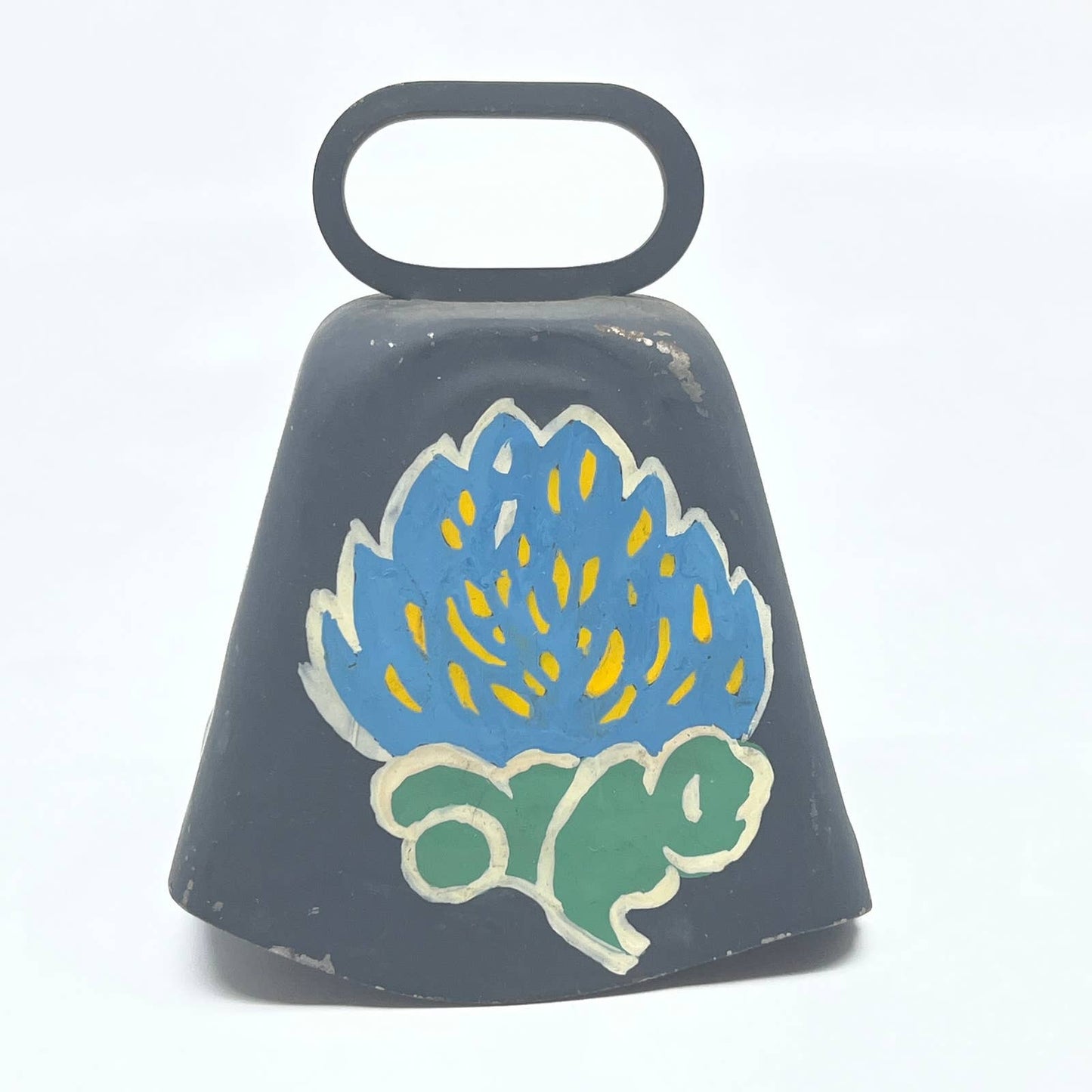 Vintage Pennsylvania Dutch Folk Art Hand Painted Cowbell Floral TG2-1