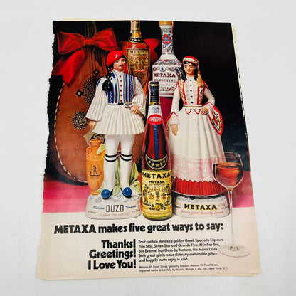 1970s Lot of 7 Liquor Ads Cutty Sark Seagrams Old Crow Metaxa Erlanger 8x11” C13