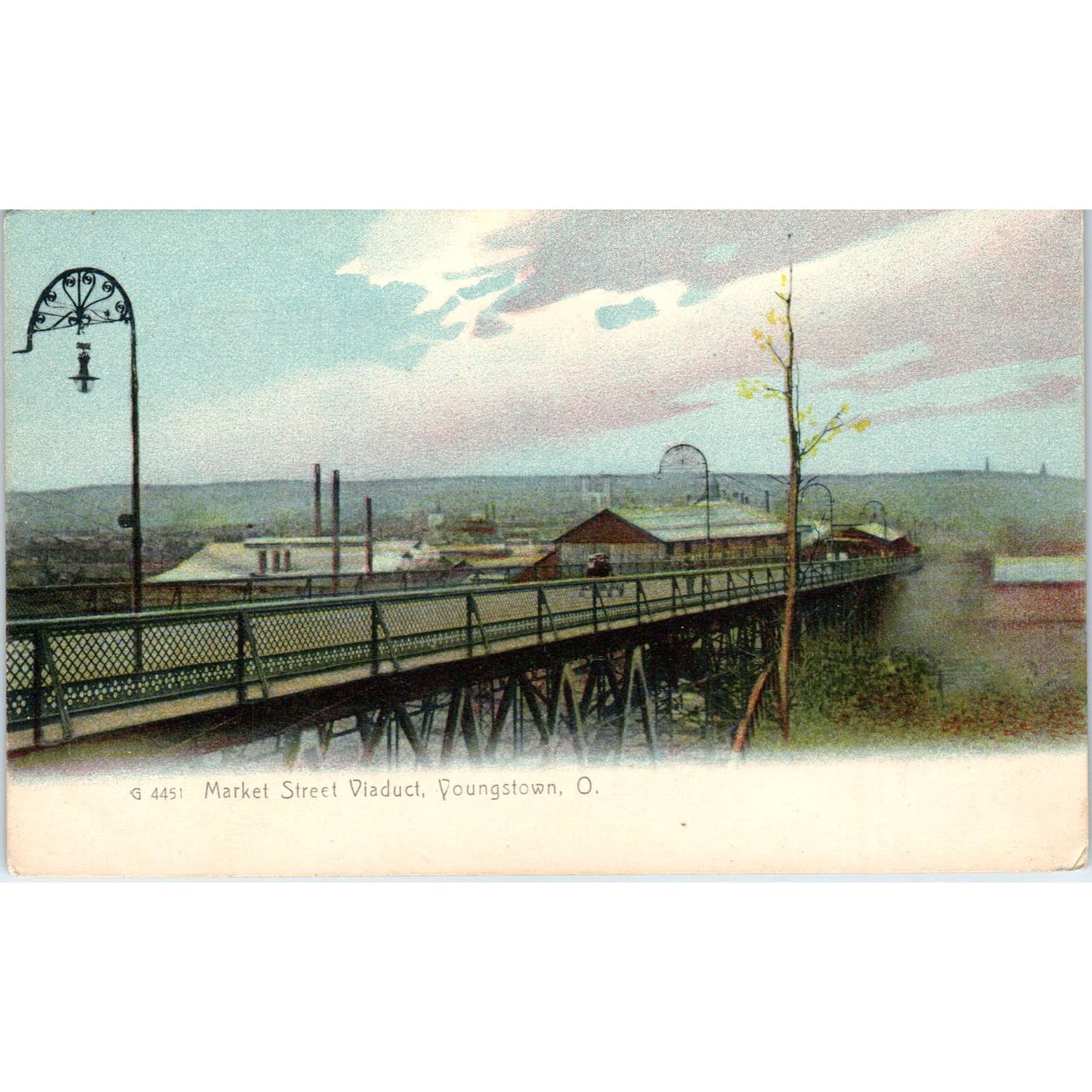 Antique Postcard Market Street Viaduct Youngstown Ohio TD9
