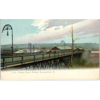 Antique Postcard Market Street Viaduct Youngstown Ohio TD9
