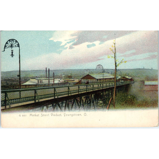 Antique Postcard Market Street Viaduct Youngstown Ohio TD9