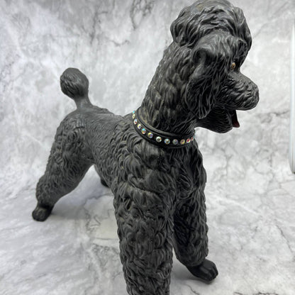 Vintage MCM Porcelain Brown Black Gray Poodle Statue Figurine 13x11 TJ2