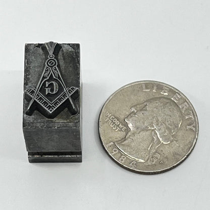 1920s Ornate Freemason Masonic Metal Stamp Typeset Print Block 1/2” SC7-1