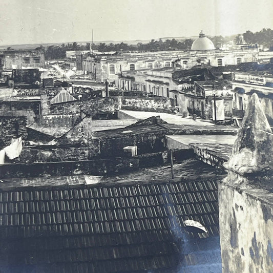 1903 Original Sepia Photograph Veracruz Looking Southwest from Docks AC7