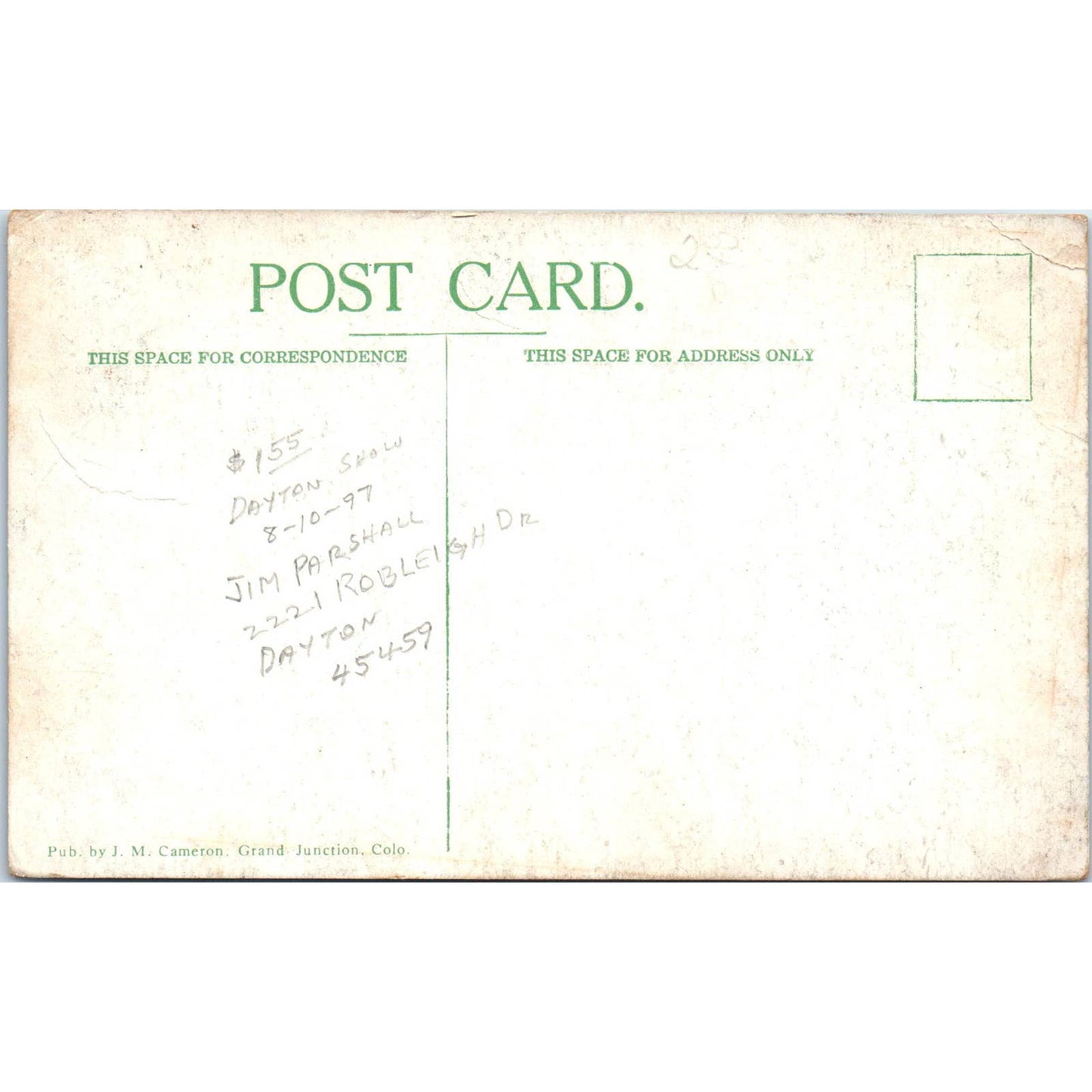 Grand Valley Colorado Smudge Scene Original Postcard TK1-28