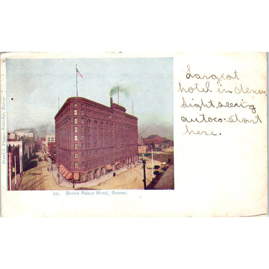 1907 Brown Palace Hotel Denver Colorado Original Postcard TK1-29