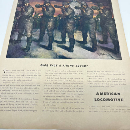 1940s WWII American Locomotive Ad Propaganda Japanese Firing Squad FL1