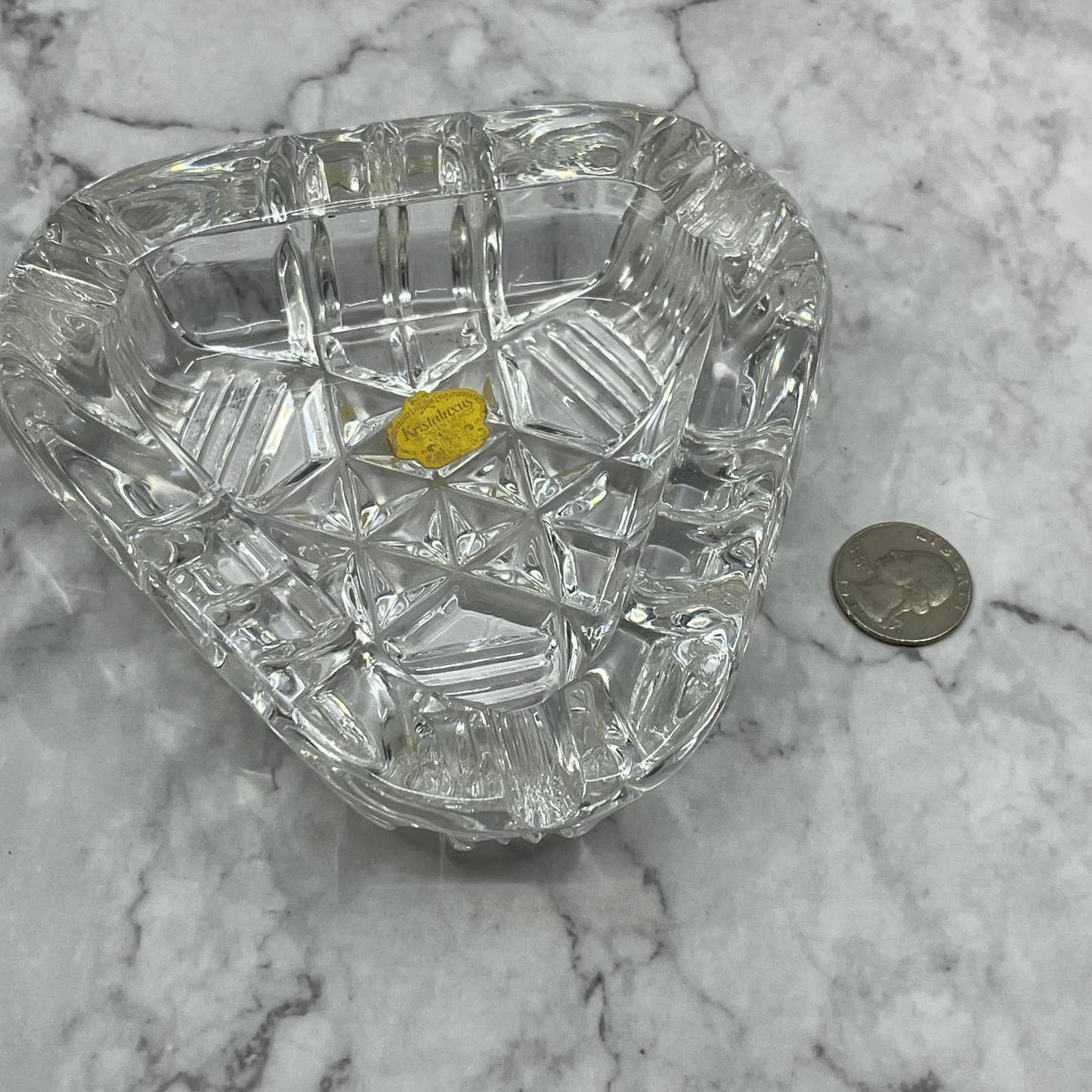 Vintage Kristaluxus Heavy Lead Crystal Ashtray With Star Pattern 5" TD6