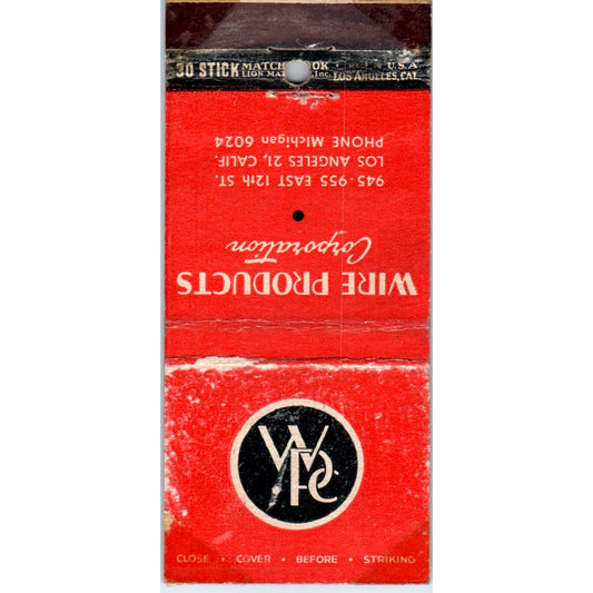 Wire Products Corporation Los Angeles CA Advertising Matchbook Cover MM10-3