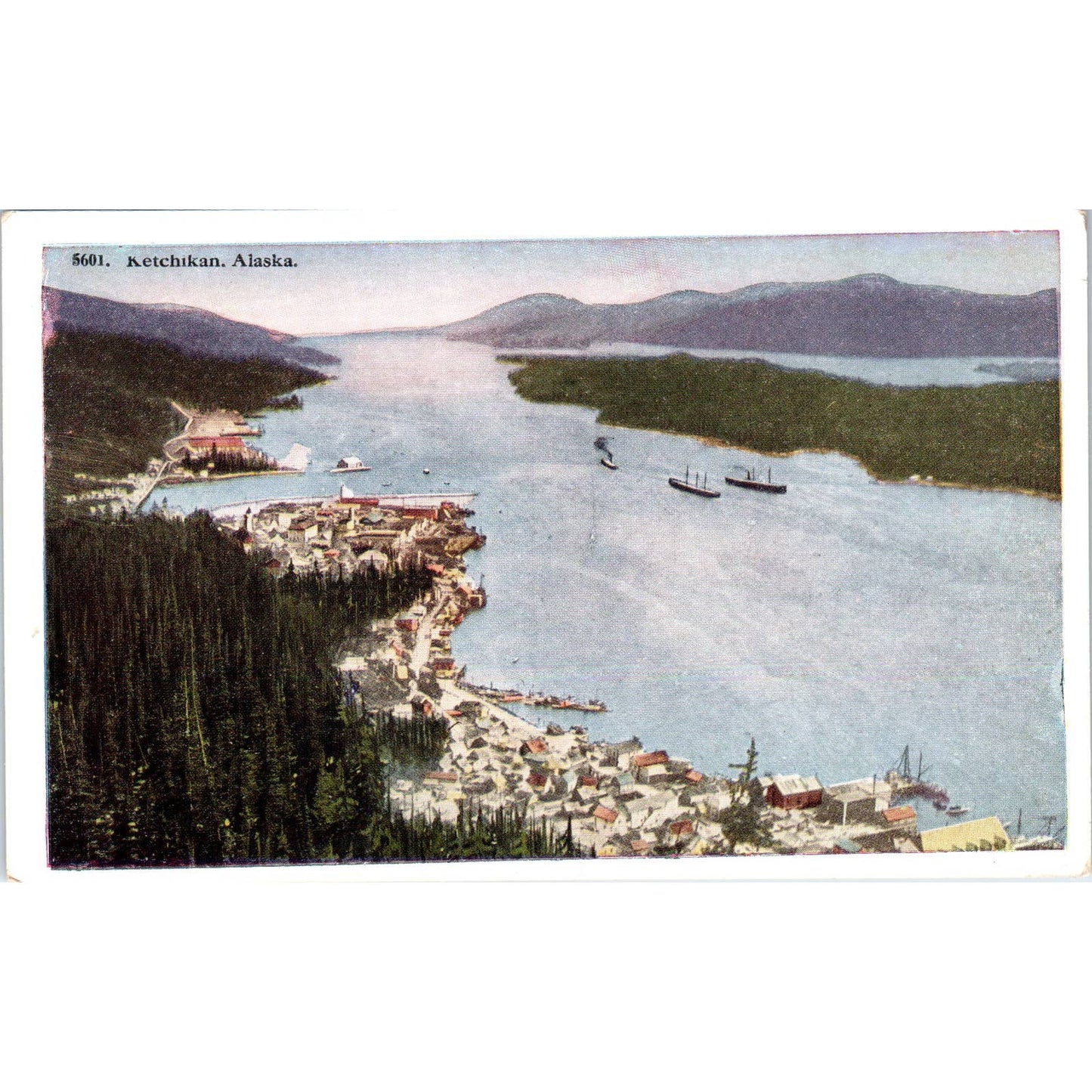 Steamships at Ketchikan Alaska Original Postcard TK1-30