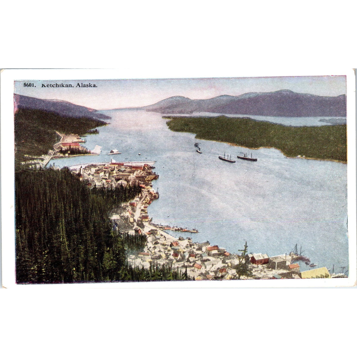 Steamships at Ketchikan Alaska Original Postcard P2-6