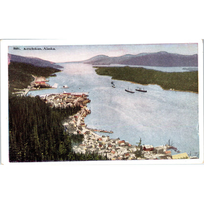 Steamships at Ketchikan Alaska Original Postcard P2-6