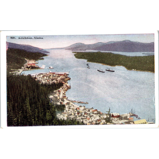Steamships at Ketchikan Alaska Original Postcard P2-6