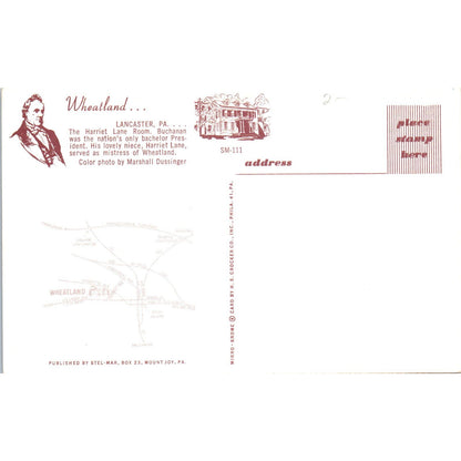 Wheatland Harriet Lane Room Lancaster PA Original Postcard PB9