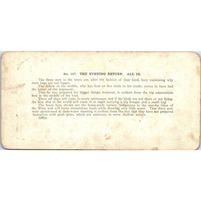 Victorian Duck Hunting "The Evening Return" - Antique Stereoview Card TJ1-C1