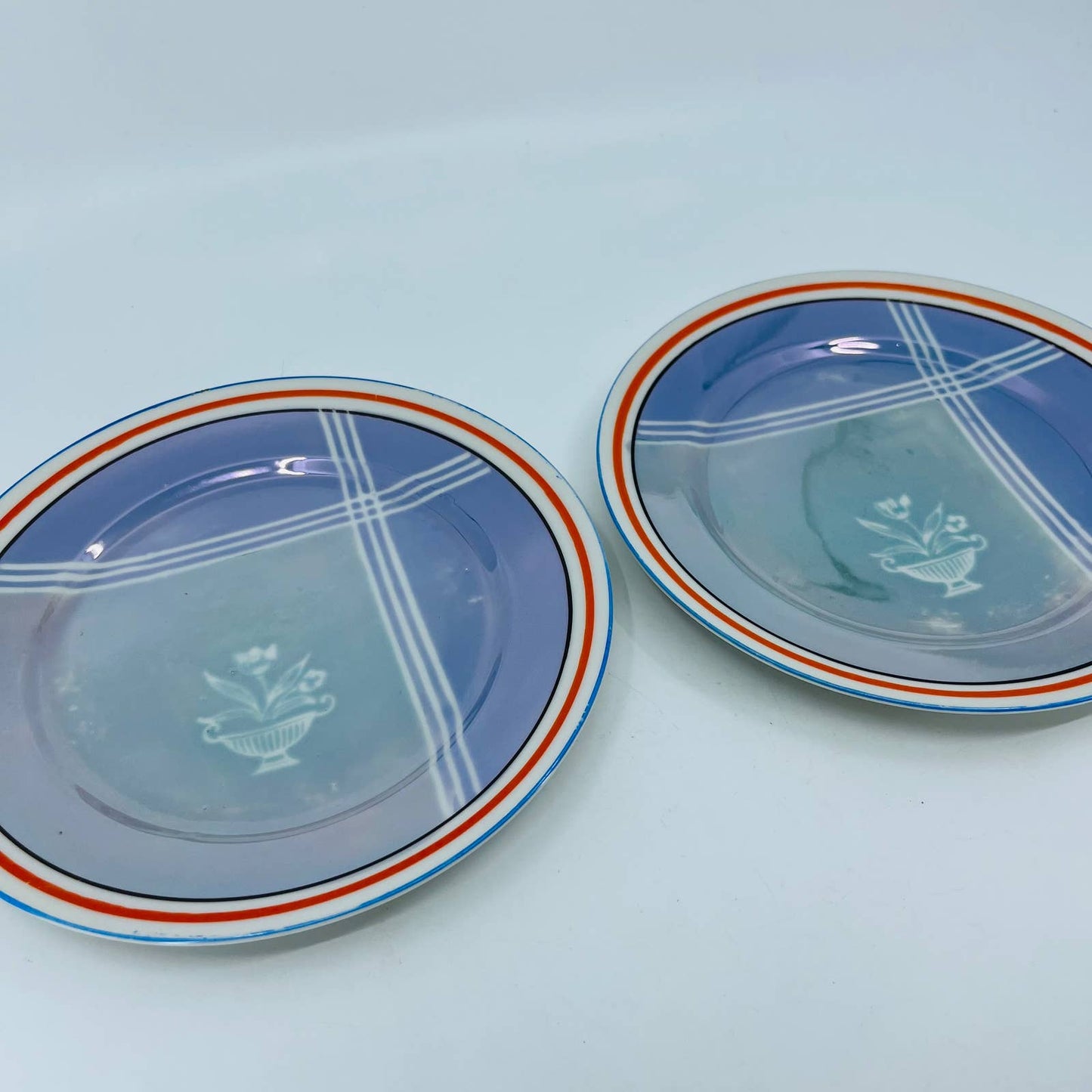 Japanese Iridescent Opal Lusterware 7” Desert Plate Set of 2 RYE JAPAN 2748 TC2