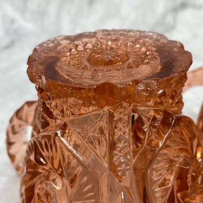 EAPG Imperial Pink Glass "Whirling Star" Sugar And Creamer, Saw Tooth TI6