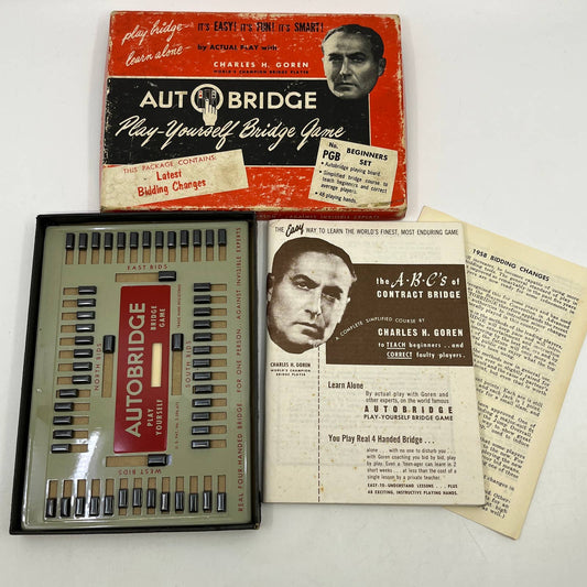 1950s Auto Bridge Play-Yourself Bridge Game PGB Set In Box w/Manual COMPLETE TI2