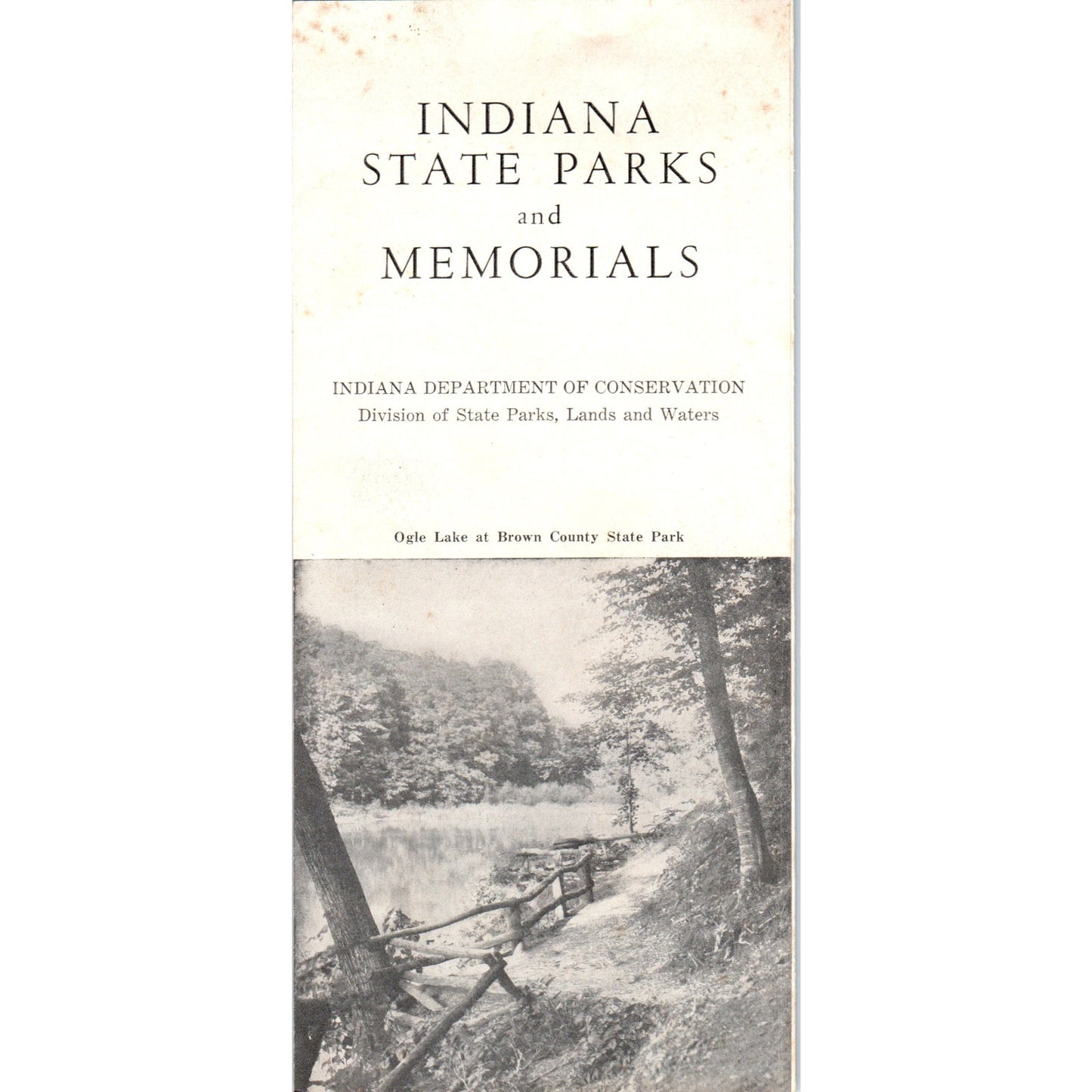 1950s Indiana State Parks & Memorials Ogle Lake Fold Out Travel Brochure TH2-SF2