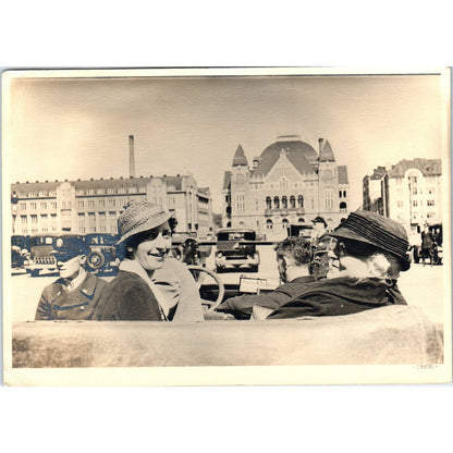 1940s Photograph Driving Convertible Helsinki Finnish National Theatre 5x7" SE5