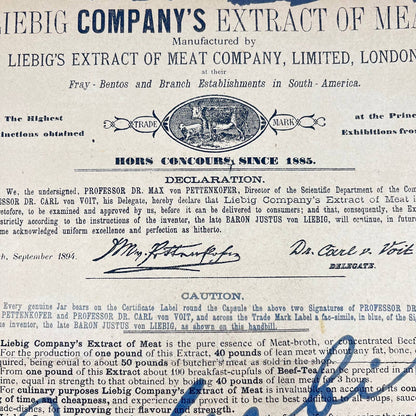 1885 Liebig Company’s Extract of Meat Quack Medicine Promo London Antwerp AA7