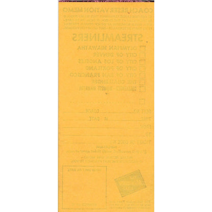 The Milwaukee Road RR Coach Reservation Streamliners Blank Memo Pad TJ7
