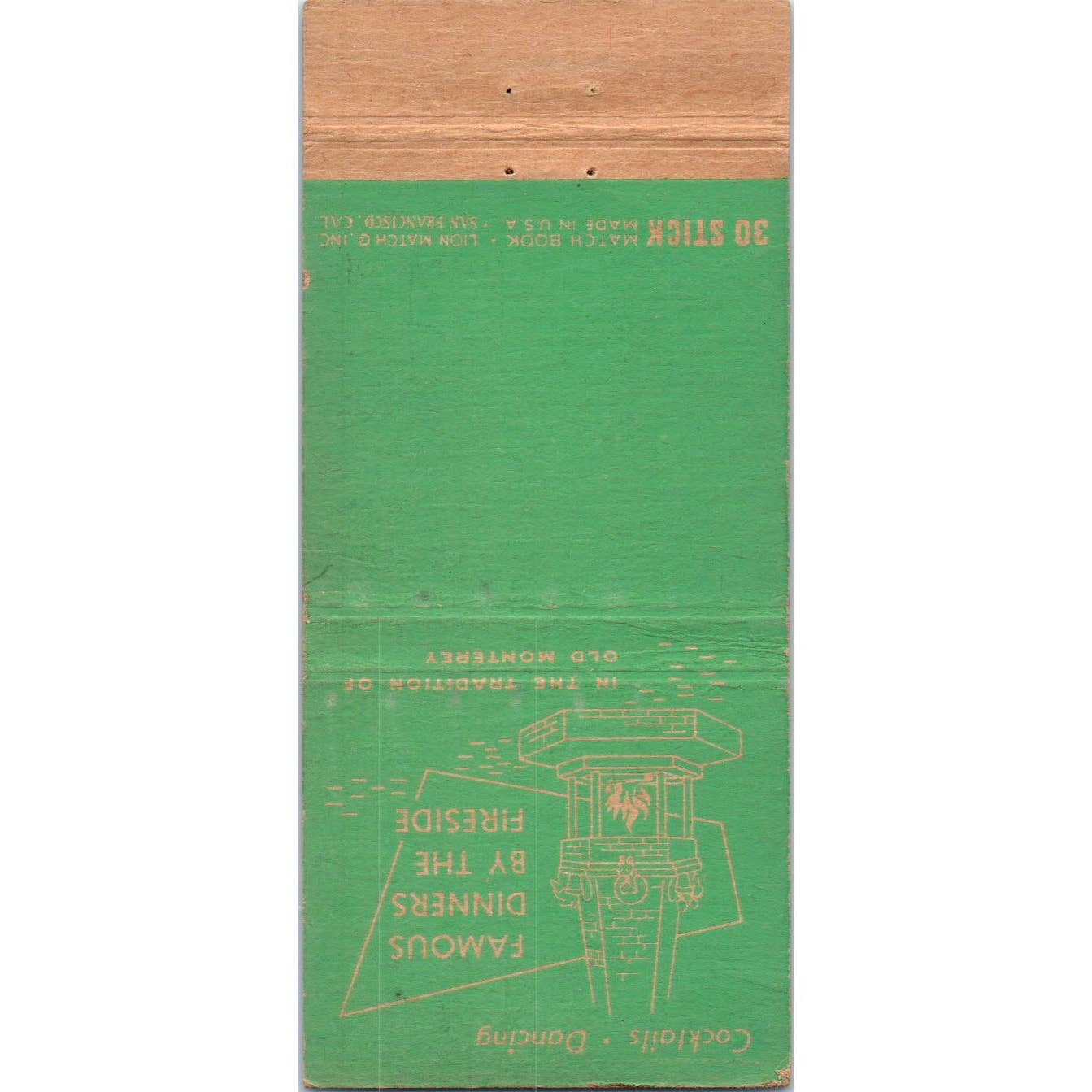 Casa Munras Hotel Monterey California Advertising Matchbook Cover SA1-M11