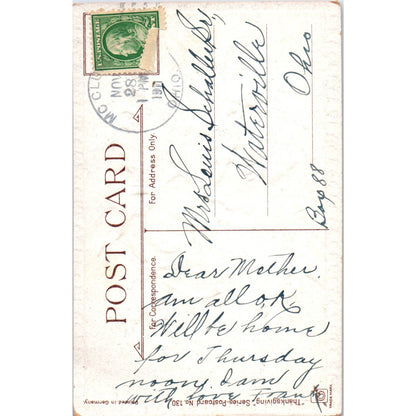 Thanksgiving Boy & Turkey Frances Brundage 1911 Original Postcard TK1-22