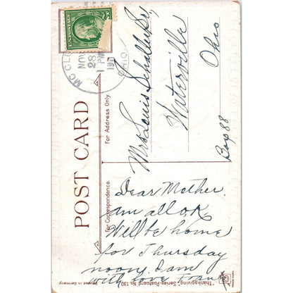 Thanksgiving Boy & Turkey Frances Brundage 1911 Original Postcard P1-14