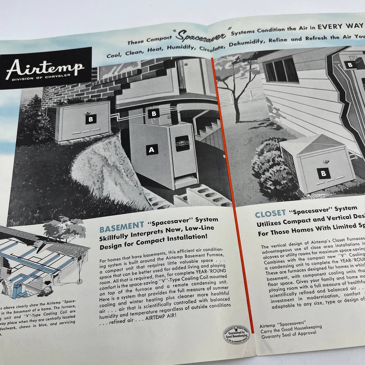 1956 Chrysler Airtemp Year Round Air Conditioner Advertising Tri-Fold Leafet AC8